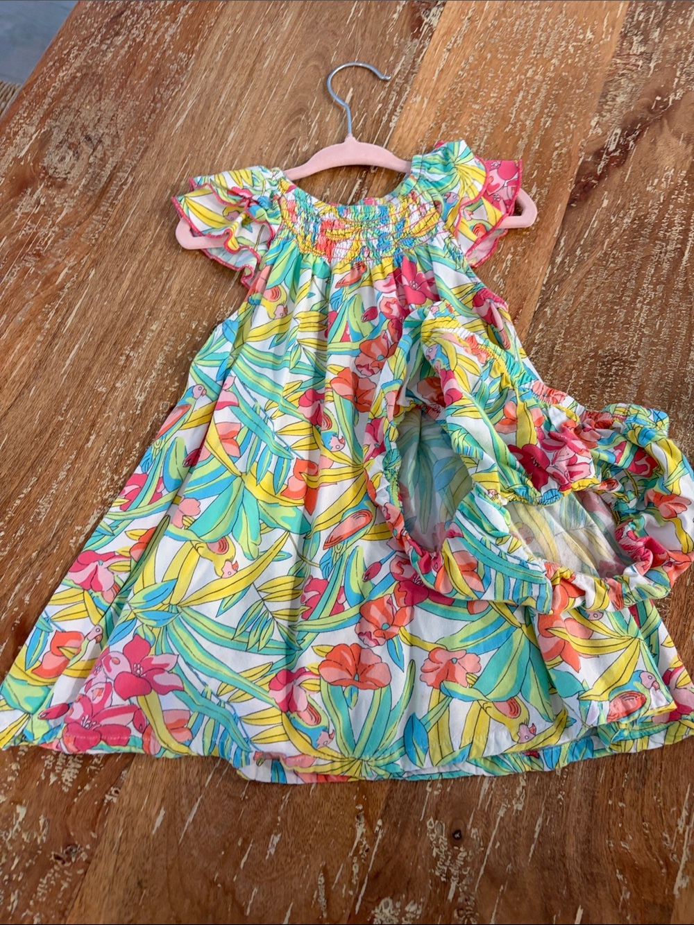 First Impressions Bright Floral Smocked Dress in Pink, Yellow, Blue, Green